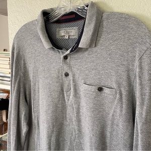 Ted Baker Gray Polo in Textured Knit